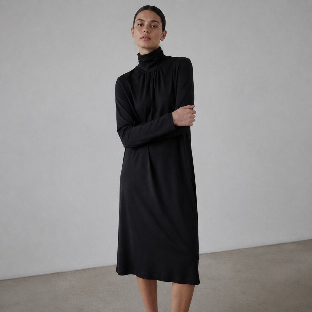 MaxMara Dress Midi Wool Turleneck Womens Black Long Sleeve Relaxed